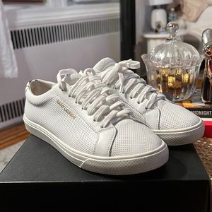 White zebra saint laurent sneakers